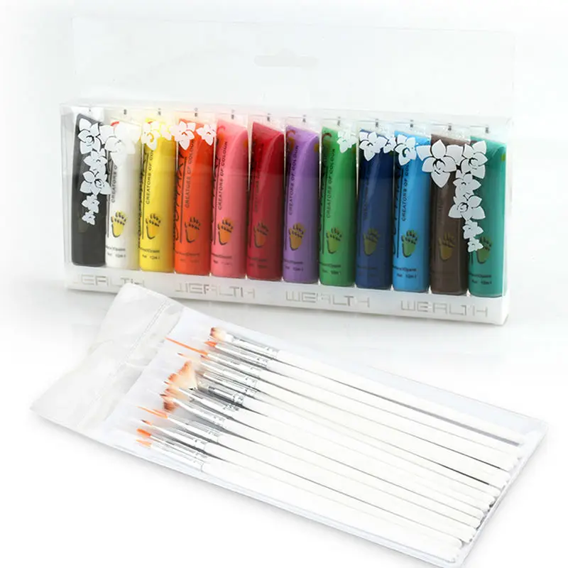 Профессиональный 12 цветов 3D набор для маникюра дизайн ногтей кисть рисования