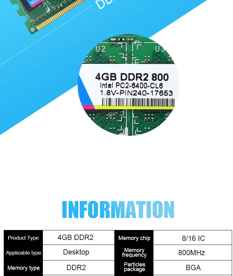 Оперативная память VEINEDA ddr2 4 ГБ 800 pc2-6400, совместимая с ddr2 4 Гб 667 PC5300 для Intel AMD Mobo