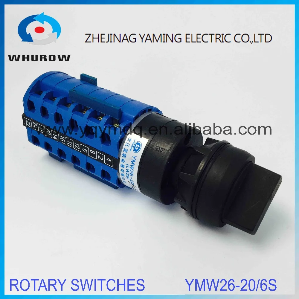 LW26 YMW26-20S/6 Rotary switch 3 postion single hole installation 690V 20A 6 pole universal changeover cam silver contact | Обустройство