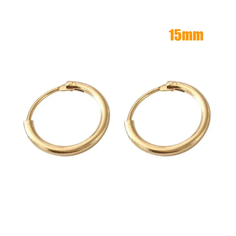 15mm Gold Горячая Распродажа, серьги-кольца 40 мм, 60 мм, 70 мм, большие гладкие круглые серьги, баскетбольные серьги, серьги-петли для женщин, ювелирные изделия Oorbellen - Окраска металла: 15mm Gold