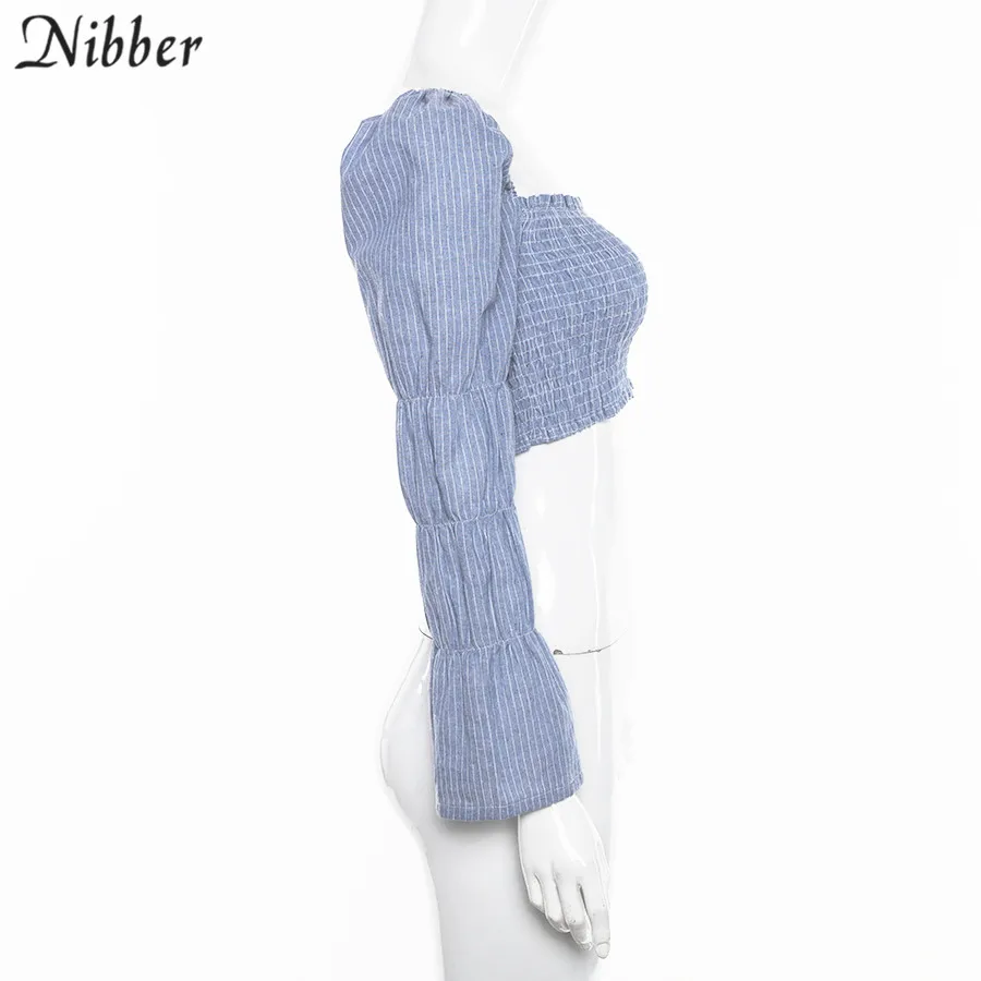 Nibber/летний топ с открытыми плечами, женская футболка, короткий топ с длинным рукавом, весна, новинка, для офиса, леди, вечерние, уличные, повседневные, женская футболка