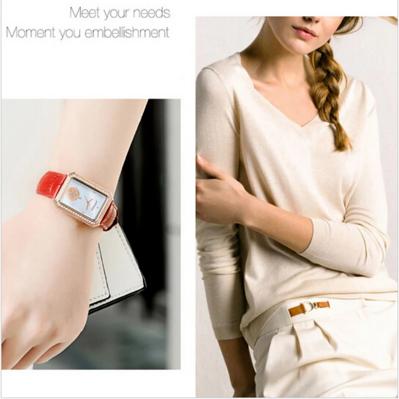 Часы наручные SINOBI женские модные роскошные прямоугольные с бриллиантами |