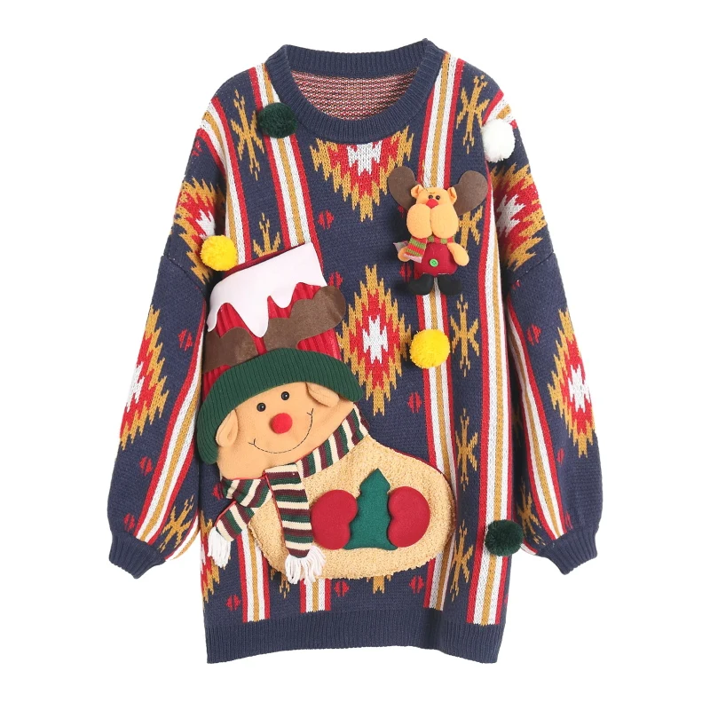 Уродливые Рождественские Свитера женский зимний свитер большого размера 2021 с