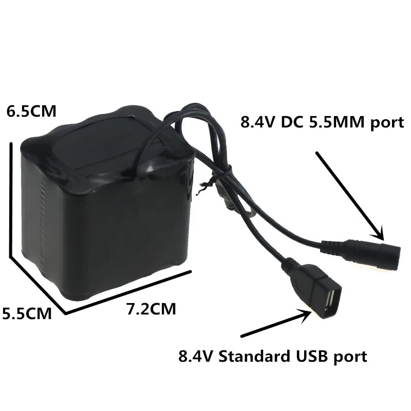 2 в 1 перезаряжаемый аккумулятор 25000 мАч 8 4 12X18650 с портом USB и DC для велосипедных