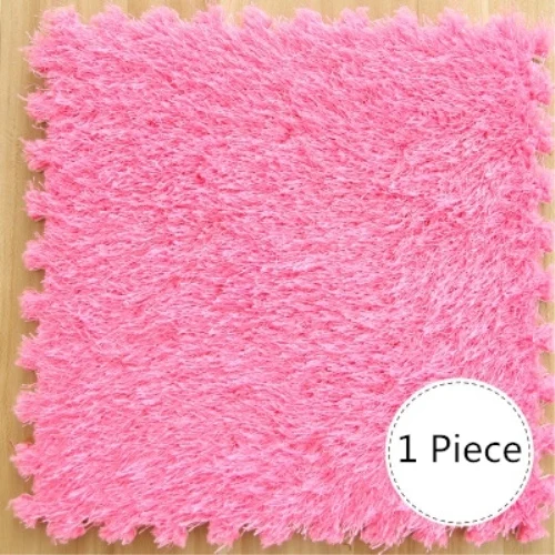 Rose red RAYUAN один кусок 30x30 см EVA пена DIY коврик-пазл длинные ворсинки ворсинок ворсистой ковер плюшевый мягкий коврик для детей детский игровой коврик - Цвет: Rose red