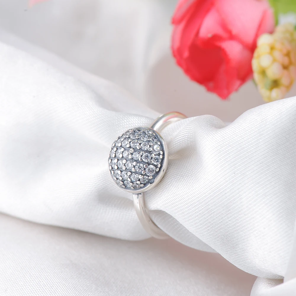 LZESHINE Модные Серебристые S925 ювелирные изделия кольца Круглый Форма с AAA Ясно CZ