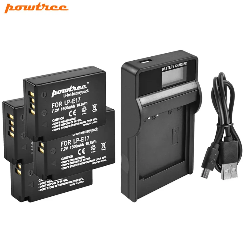Powtree 1500 мАч LPE17 LP E17 батарея и LCD двойное зарядное устройство для Canon EOS 200D M3 M6 750D 760D T6i