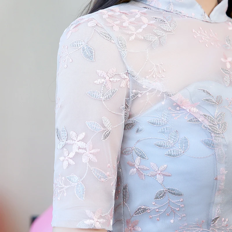 Сине серое платье миди платья подружки невесты с коротким рукавом для свадебной