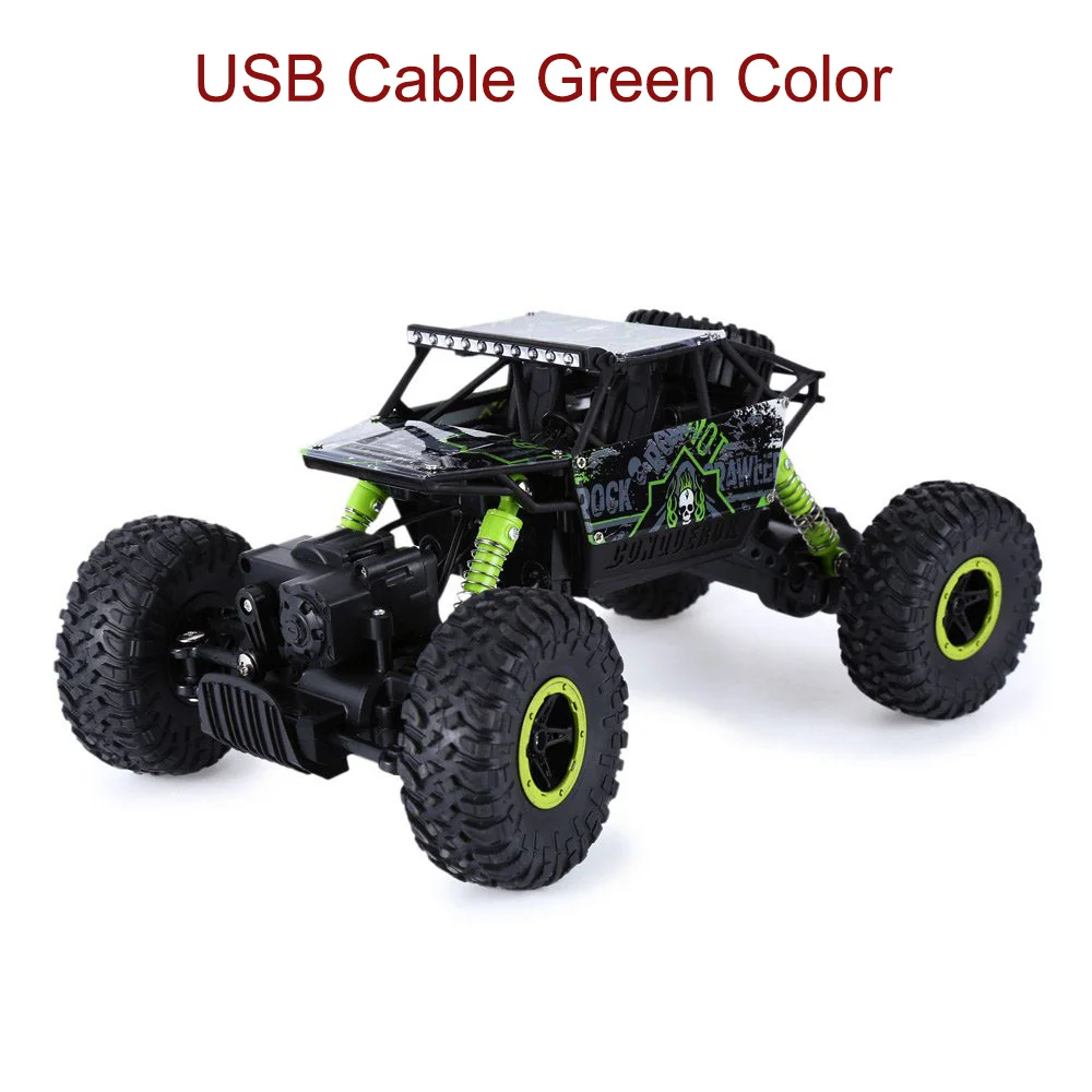 Горячая RC автомобиль 4WD 2,4G 4WD 4x4 вождение рок сканеры автомобиль двойные двигатели привод Bigfoot автомобили дистанционное управление модель внедорожника игрушка - Цвет: USB Cable Green