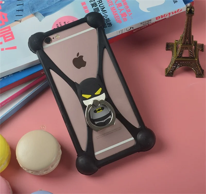 For Alcatel One Touch Conquest 3D Ring Style Stand Holder Soft TPU Rubber Cell Phone Case Silicone Cover Capa |