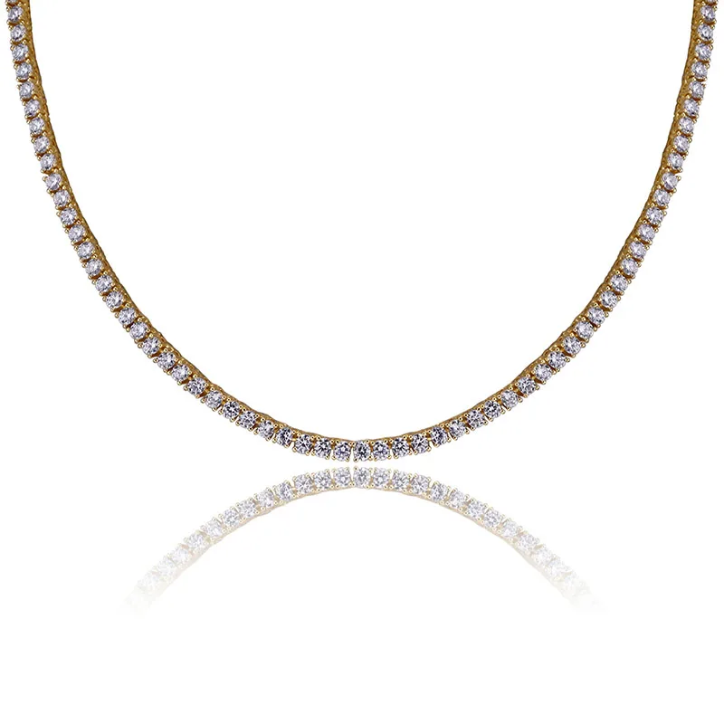 Bling Iced Out цепи ожерелье 16 дюймов-24 дюймов 3 мм теннисная цепь AAA кубический цирконий мужские хип-хоп ювелирные изделия