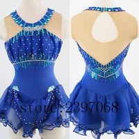 ice skating dresses blue women competition ice skating dress girls custom ice skating dresses 2017 new free shipping b422