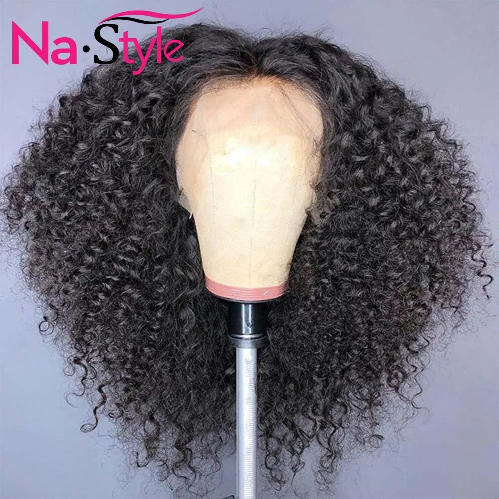 Natural Black Мёд коричневый афро парик из бразильских курчавых, 1b/30 блеск коричневый 13x6 Golored парики из натуральных волос на кружевной бесклеевой целые концы парики шнурка предварите - Цвет: Natural Black