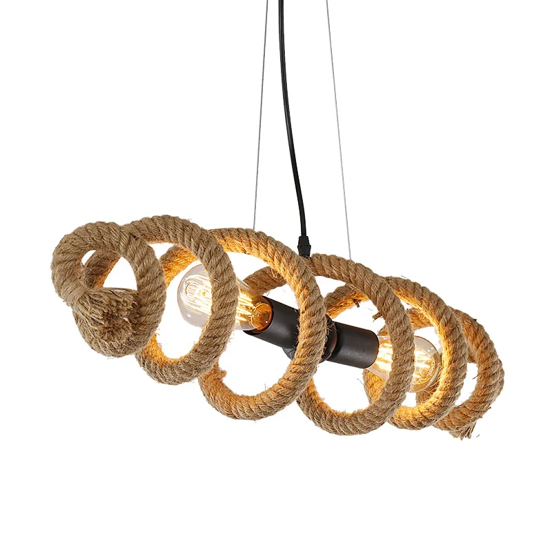 Beste Retro Industrie Rop Hanger Lichten Versierd Verlichting Creatieve Kledingwinkel Cafe Restaurant Bar Ijzer Lamp Touw Hanger Lampen Za