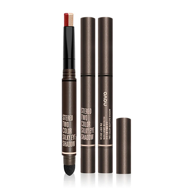 NOVO Brand 2 Colors Eyeshadow Pen Glitter Matte Makeup Silkworms Eye Shadow Powder Make Up Pigment Cosmetics With Sponge|brand eye shadow|eye