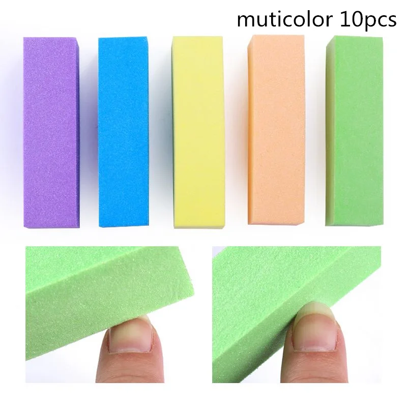 muticolor 10pcs Белый лак для ногтей шлифовальный блок для маникюра инструмент для дизайна ногтей - Цвет: muticolor 10pcs