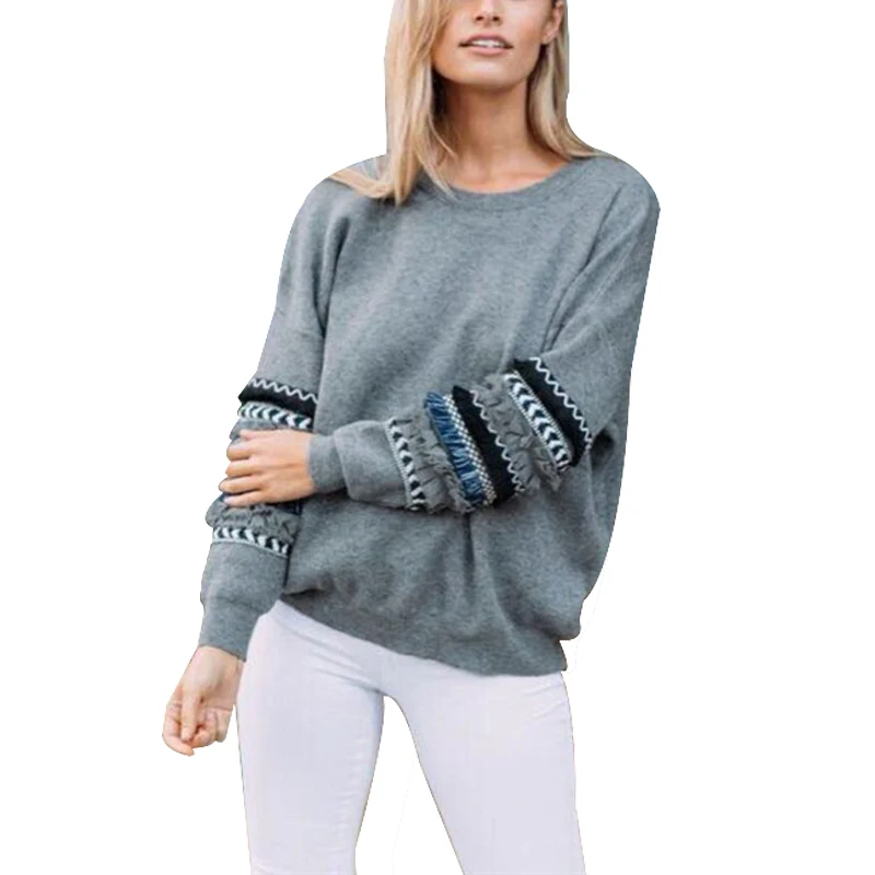 Tassel Long Sleeve Sweatshirt Women 2018 Autumn Winter Pullover Pink Hoodie Female Loose Casual Tops Tracksuit | Женская одежда