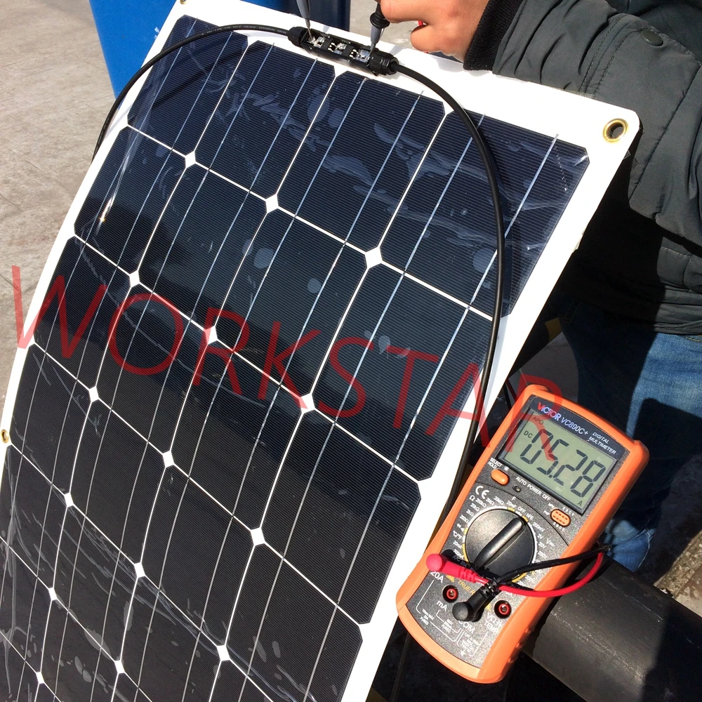 WORKSTAR 20V 100W гибкие солнечные панели 12V солнечное зарядное устройство для RV/лодки