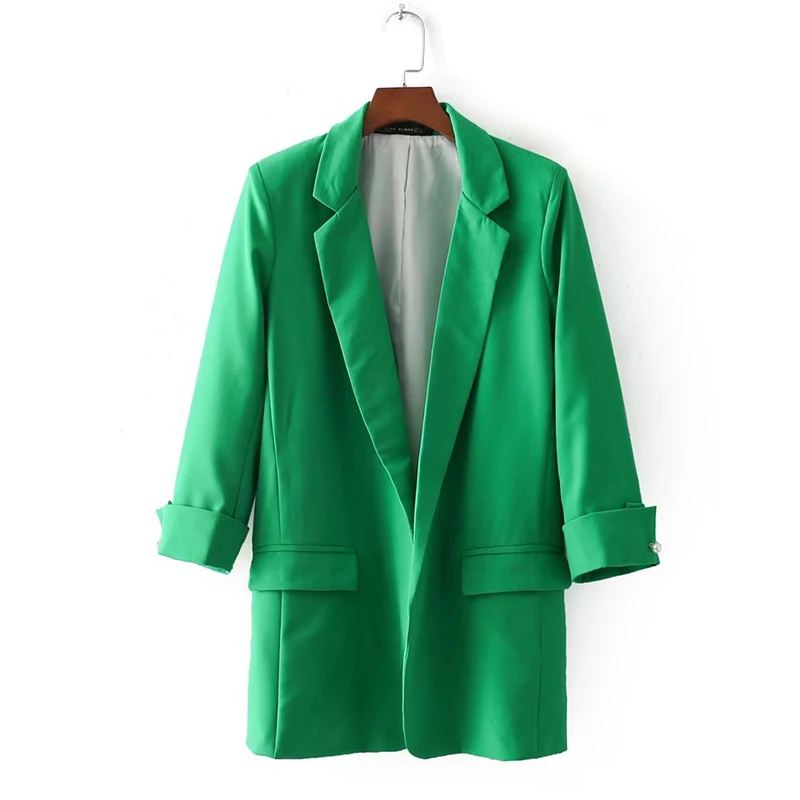 Зеленый Куртка с капюшоном Женская Veste Femme Manche Longue куртка синяя розовая куртка Верхняя одежда для офиса с длинным рукавом Повседневная известная марка - Цвет: Зеленый
