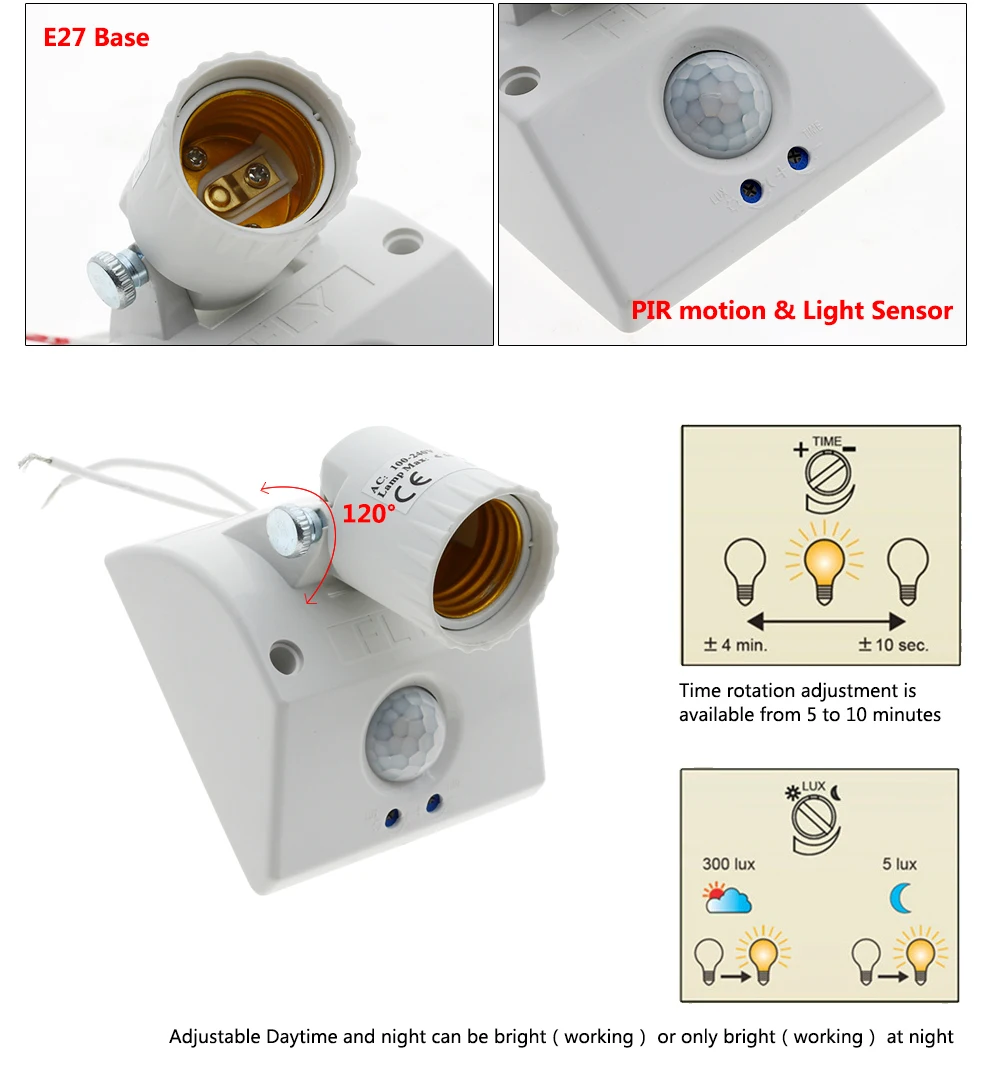 E27 лампа база инфракрасный PIR сенсор автоматический настенный светильник лампа гнездо/управление светом звуком сенсор лампа держатель