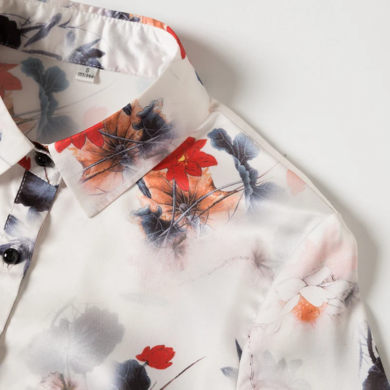 Lenshin Floral Shirt High-quality Soft and Smooth Haft Sleeve Blouse Office Lady Work Wear Formal Top for Women |