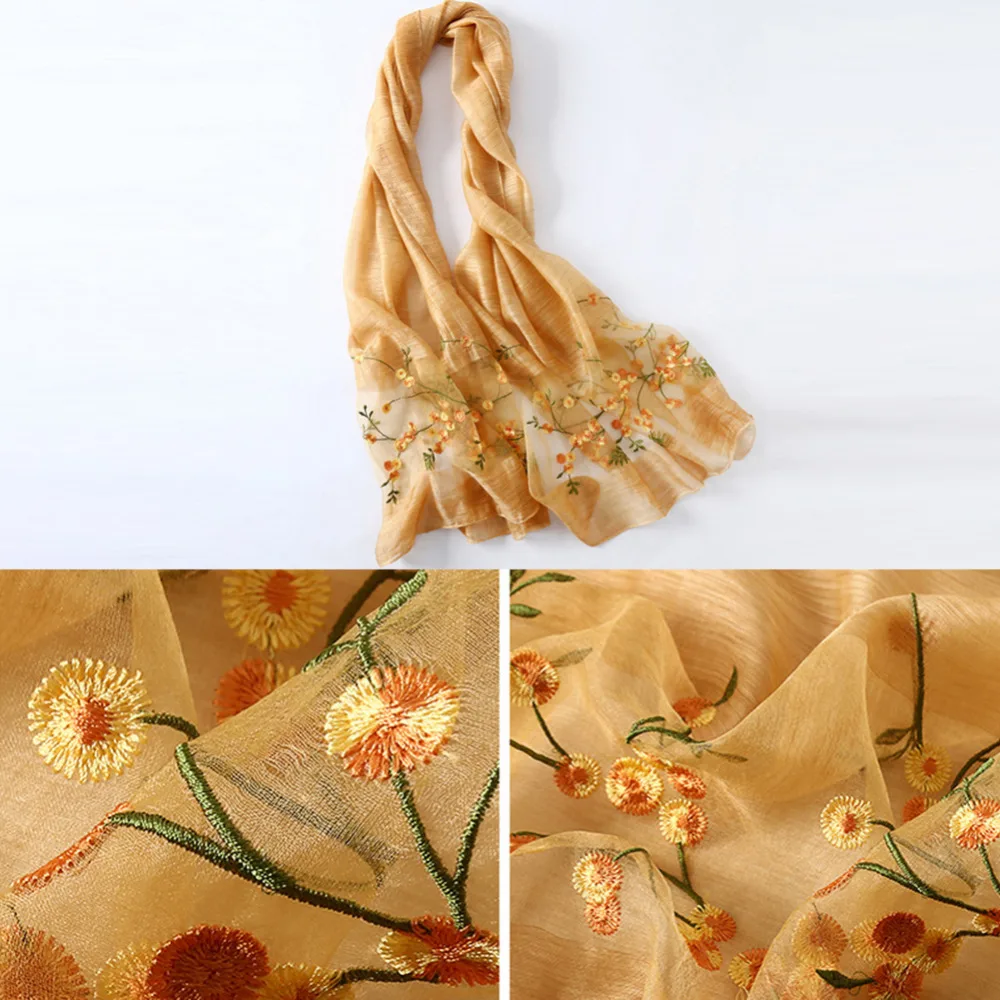 2017 новый роскошный элегантный женский шелковый шарф ручной работы с вышивкой из