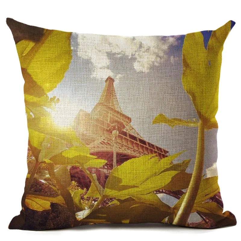 Мода 45*45 см Винтаж Эйфелева башня в Париж Триумфальная арка Творческий Пледы