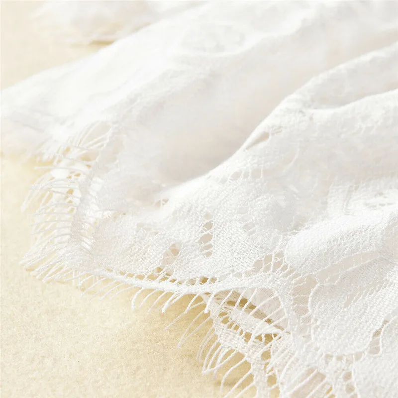 Детская одежда для маленьких девочек белый кружевной пуловер с круглым вырезом и