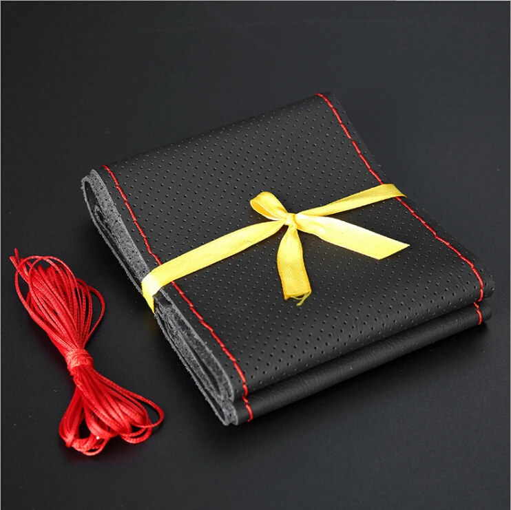Black and Red Кожаный чехол рулевого колеса автомобиля оплетка для Opel Astra H G J Corsa D C B Insignia Zafira B Vectra C B Mokka Vectra Meriv - Название цвета: Black and Red