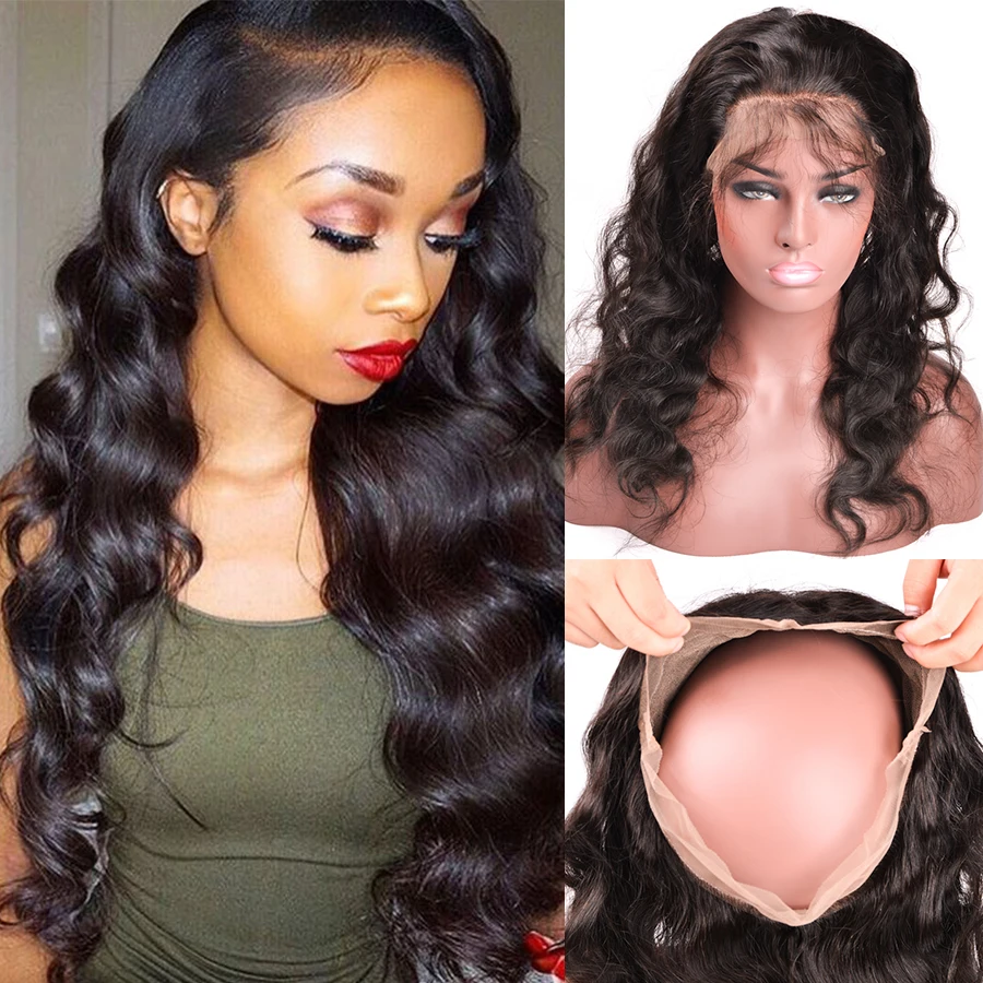 360 Кружева Девственные Волосы 7А Бразильские Объемная Волна Фронтальная 10-20