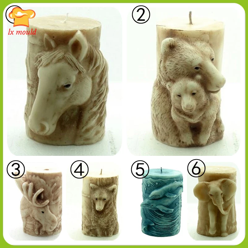 

Elephant Cylindrical Candle Pattern Dolphin Tool Bears Soap Mold Horse Shape Cake Dress Diy Candle Handmade Mold