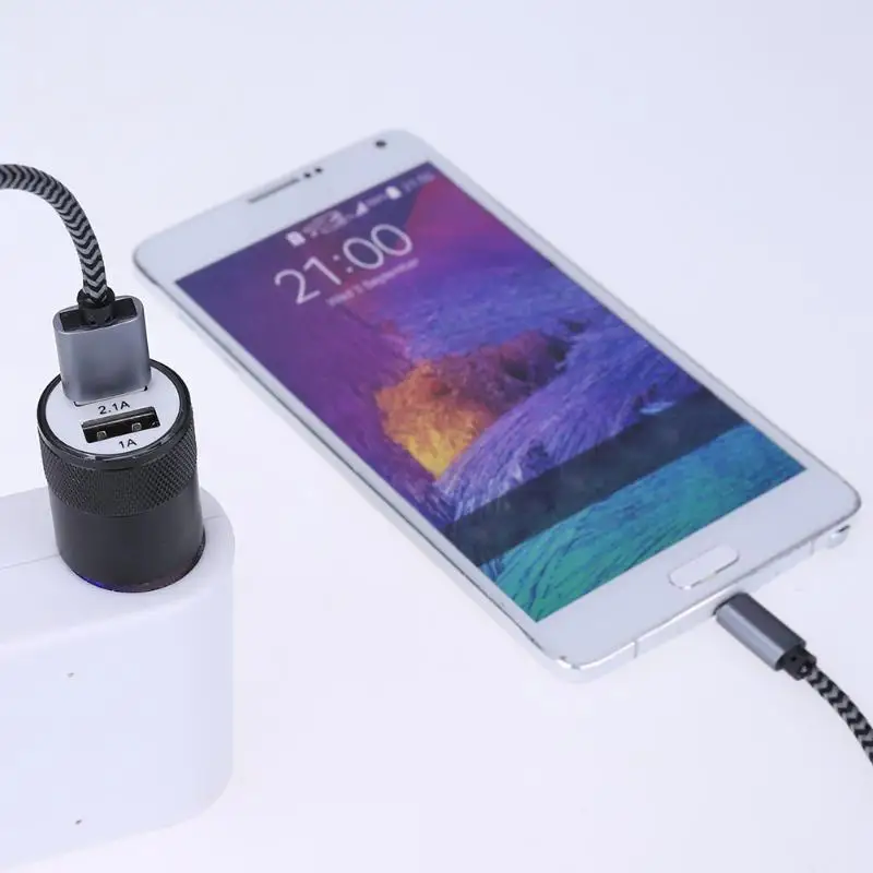 Автомобильный зарядный USB-порт портативное гнездо металлический двойной 2.1A