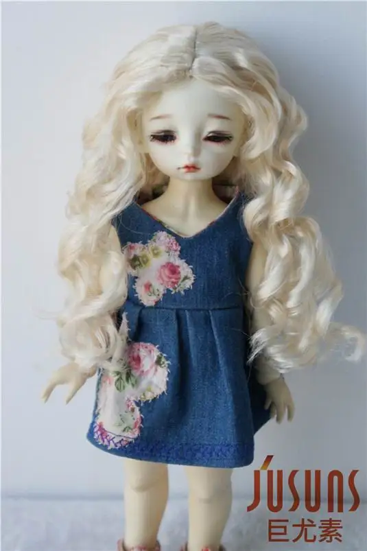 JD285 1/8 16 1/4 модный длинный волнистый парик Nobel princess BJD, размер 5-6 дюймов 6-7 дюймов и 7-8 дюймов, аксессуары для куклы из синтетического мохера - Цвет: 6-7inch Blond