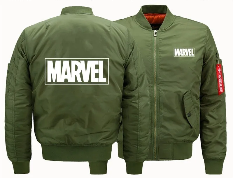 Модная летная куртка Marvel зимние утепленные мужские куртки на молнии