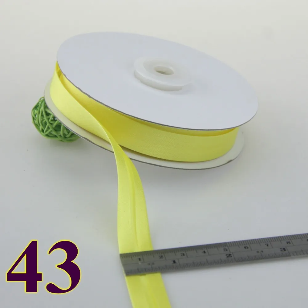 43 bright yellow Полиэфирная атласная косая связывающая лента Размер: 15 мм, ширина: 5/" 20 метров/картон 1,5 см косая лента из блестящего хорошего сатина - Цвет: 43 bright yellow