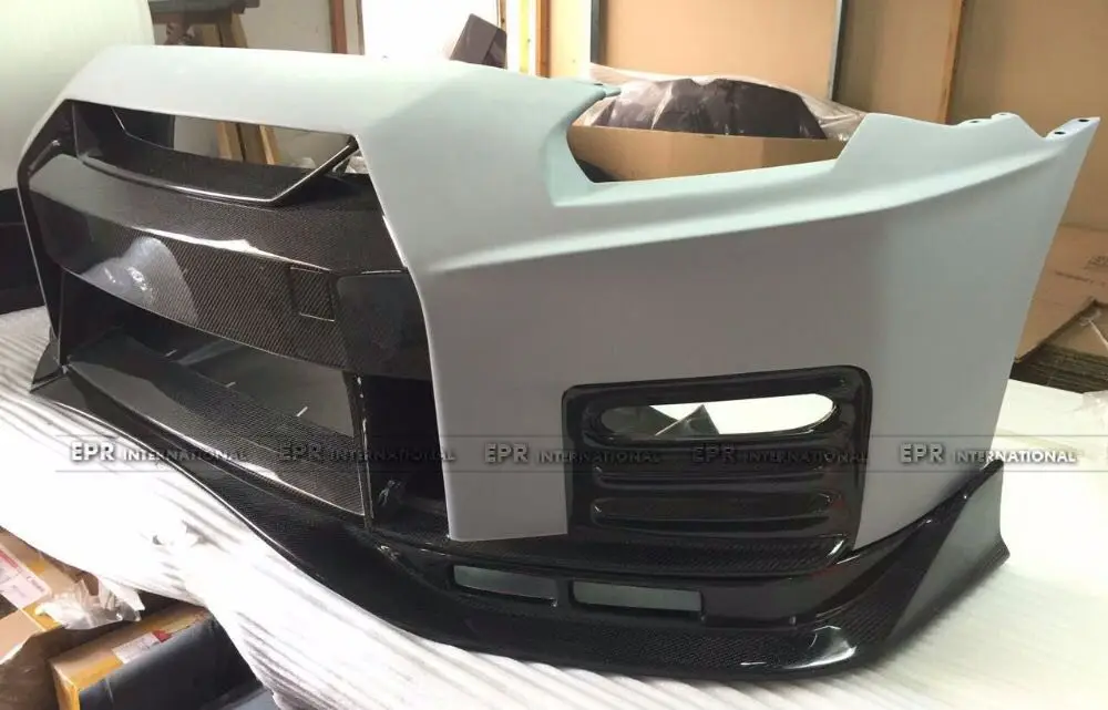Автомобиль-Стайлинг для Nissan GTR R35 CBA DBA часть углеродного волокна Nismo Ver2 Стиль переднего бампера глянцевое волокно с отделкой из стекловолокна