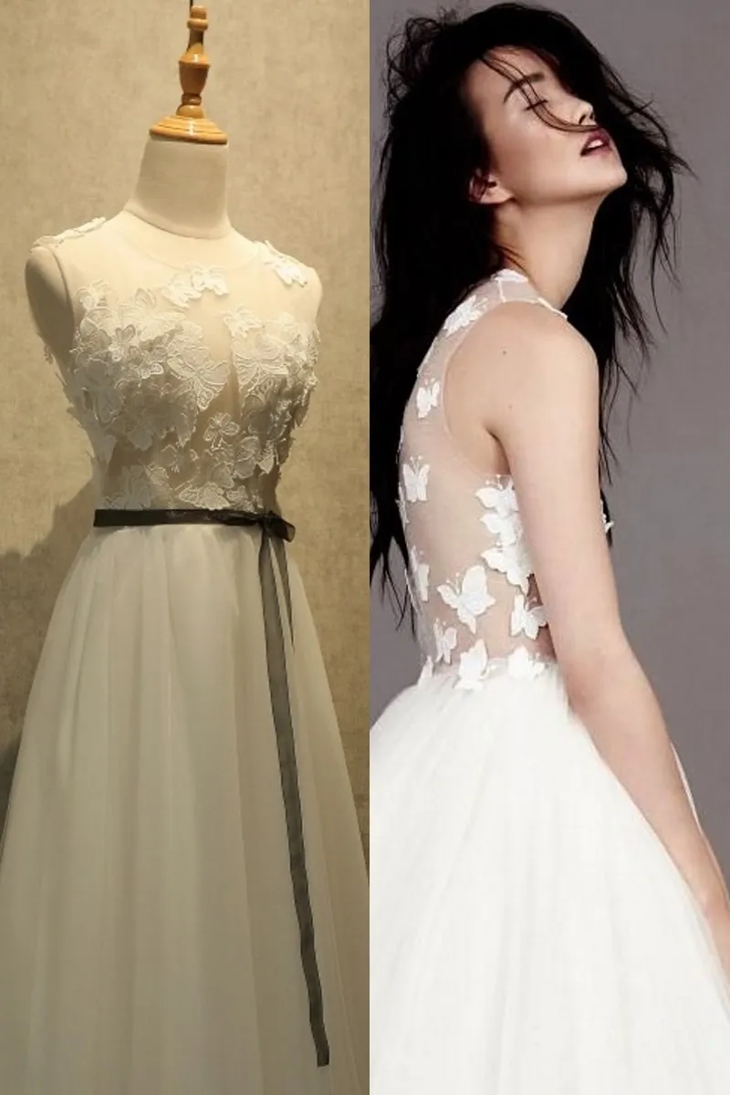 Халат де вечер Новый Пром Платья 2017 Scoop Аппликация Кружева Черный Sash Длина Пола