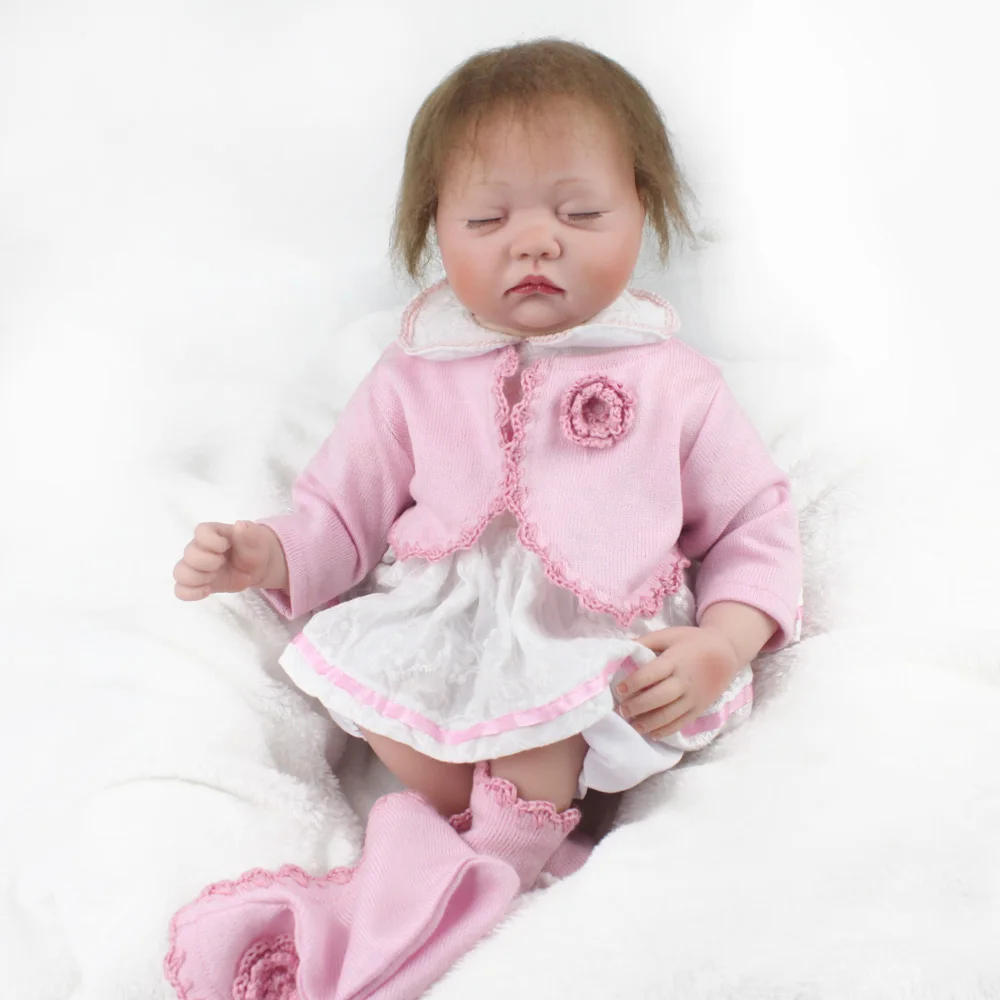 22 дюйма Мягкие силиконовые куклы Reborn 55 см Alive Bebe Реалистичная кукла Menina Sleeping Girl