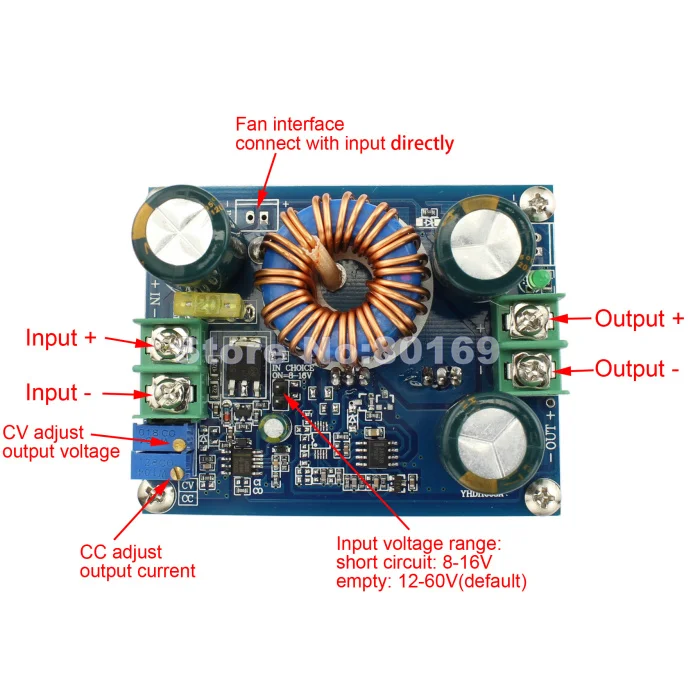 600W DC-DC Регулируемый повышающий преобразователь постоянного тока с 8 V-60 V-12 V-80 V 12A Питание доска повышающий Напряжение модуль