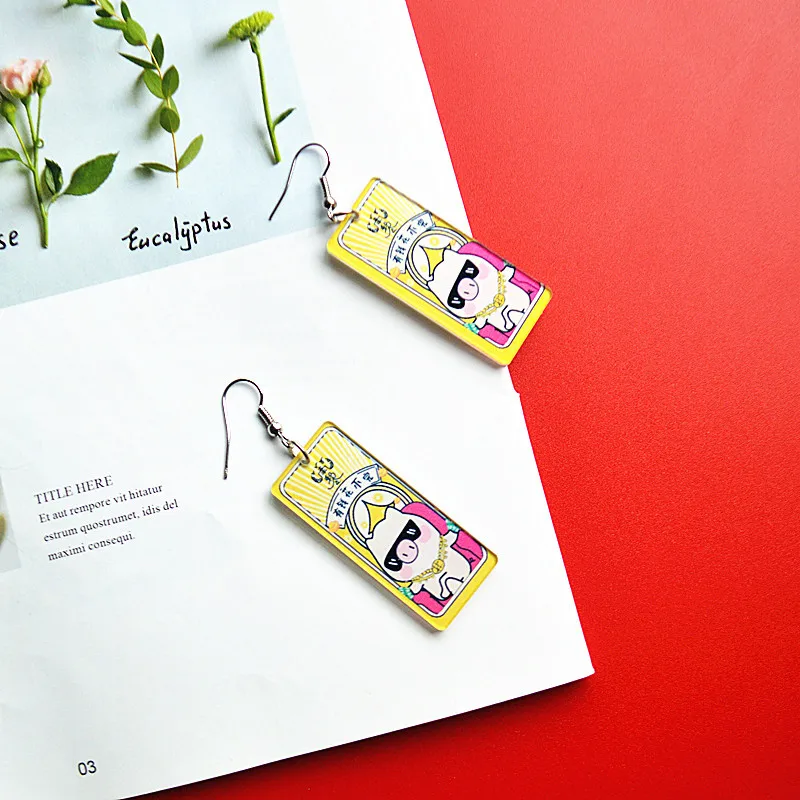 Женские акриловые серьги подвески длинные висячие с китайскими персонажами