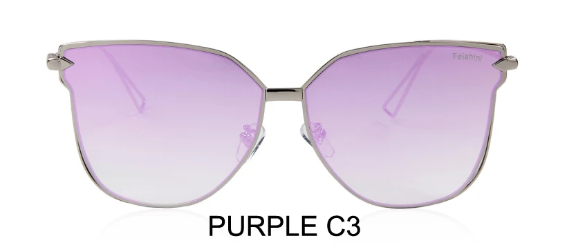 WTYJ166 purple c3 FEISHINI брендовая металлическая оправа бабочка женские солнцезащитные очки унисекс фирменный дизайн зеркальные Модные солнцезащитные очки женские UVB градиент - Цвет линз: WTYJ166 purple c3