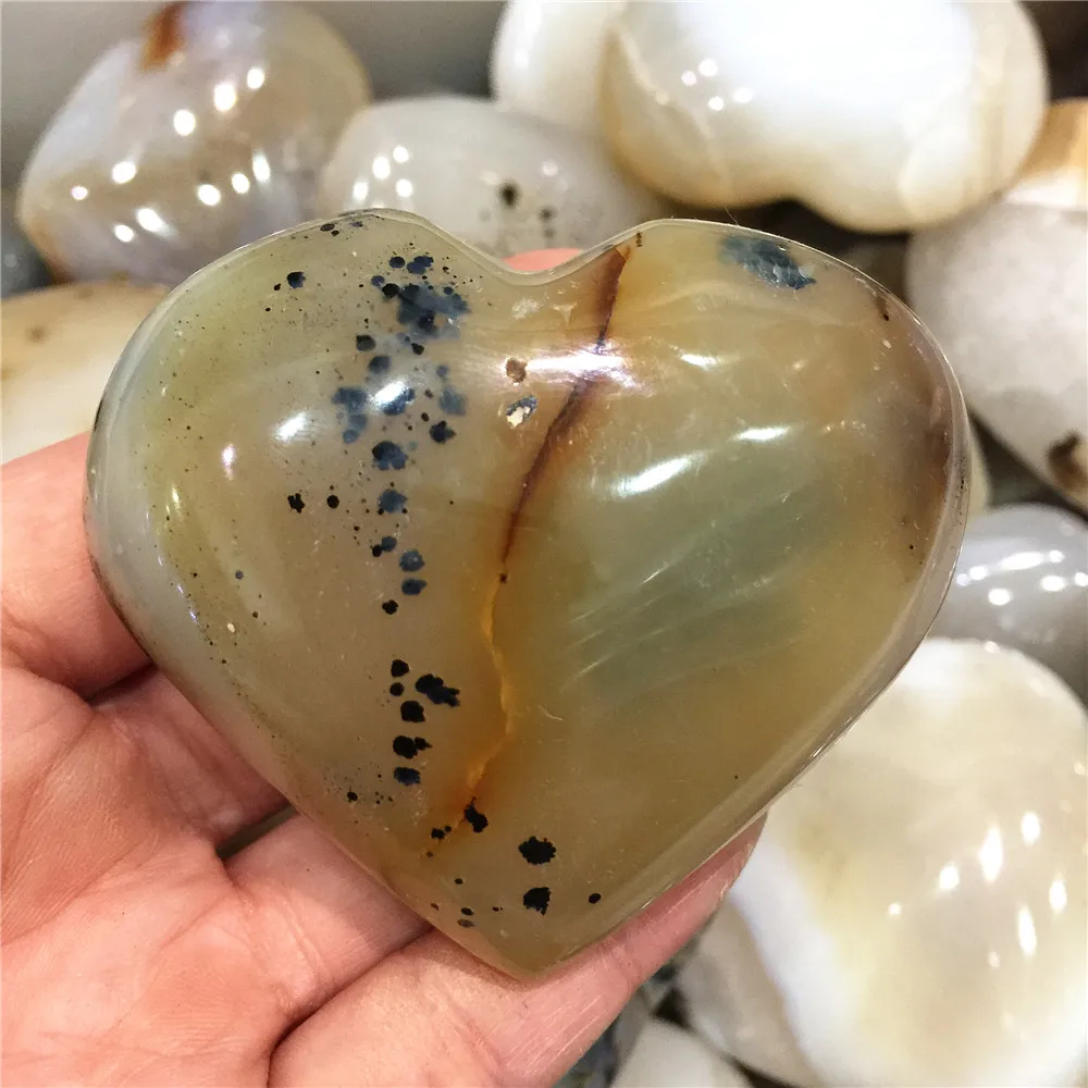 1 шт. натуральный агат сердце кристалл Love Stone Madagascar Ocean водный Агат Камень