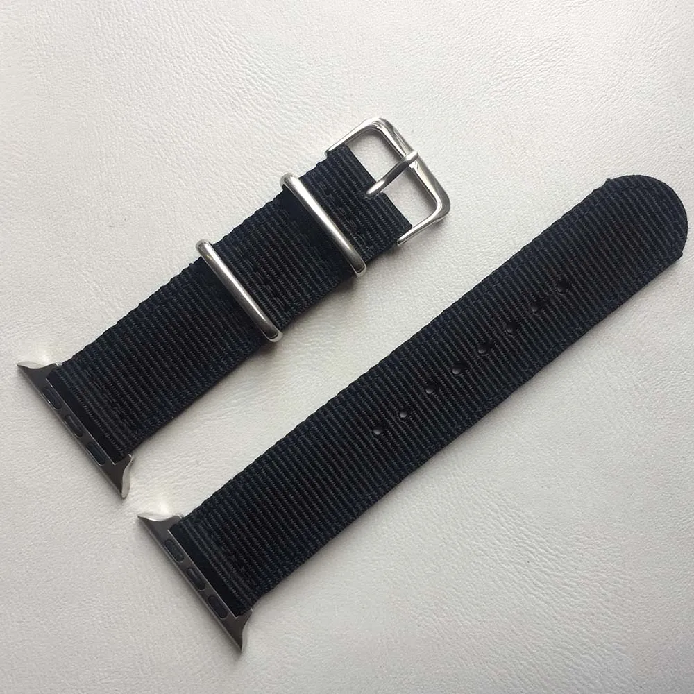 Silver Black Нейлоновый спортивный ремешок для часов Apple Watch серии 4 ремешок для часов 42 мм 38 мм ремешок для часов iwatch 1 2 3 40 мм 44 мм черный, зеленый - Цвет ремешка: Silver Black