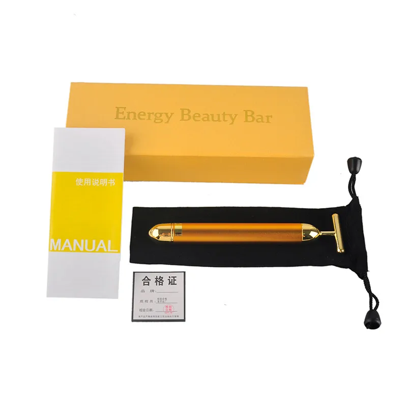 24 K Gold Energy beauty Bar импульсный Укрепляющий Массажер ролик для лица массажер Derma средство для ухода за кожей средство для подтяжки кожи
