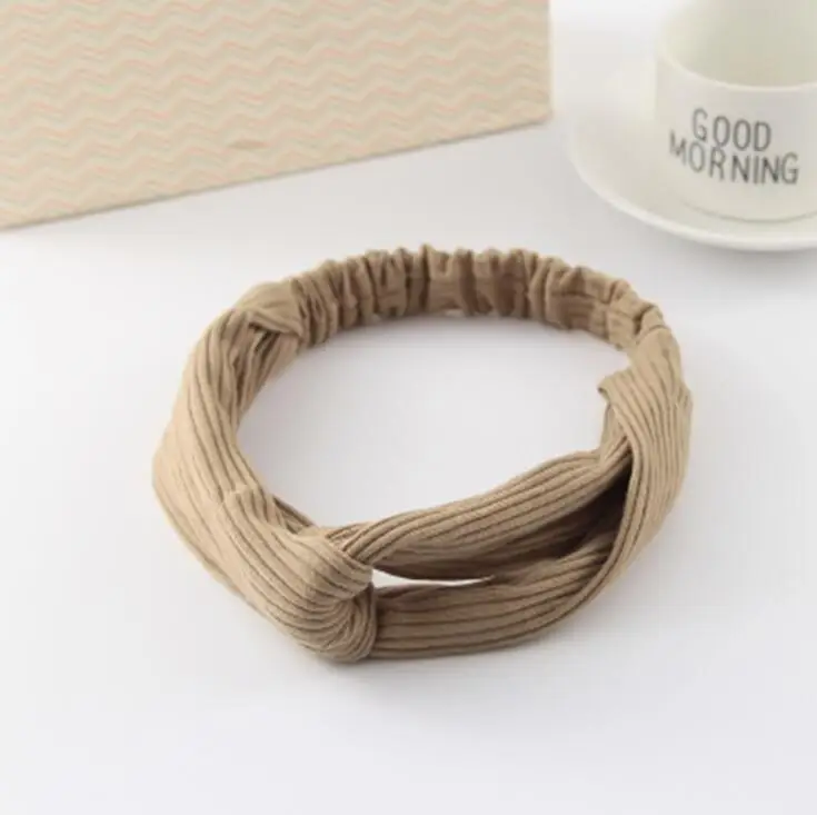 Cotton Khaki 1 шт. шапка с цветком корейский стиль Женские аксессуары для волос леди обруч на волосы, завязанный бантом Цветочные тюрбан узоры банданы эластичный обруч для головы - Цвет: Cotton Khaki