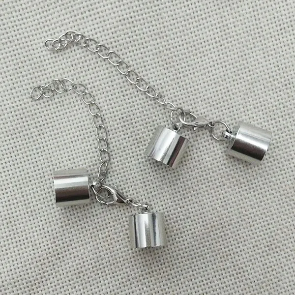 cap 6mm rhodium Stenya отверстие размер 5-12 мм Ожерелье кисточка Круглые Кожаные обжимные шнуры концевые крышки застежка омаров прыгающие кольца застежка ювелирных изделий - Цвет: cap 6mm rhodium