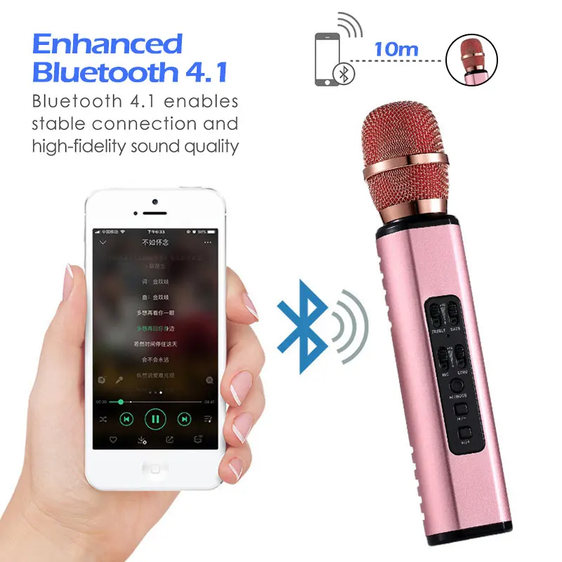Беспроводной микрофон конденсаторный для караоке записывающий музыку