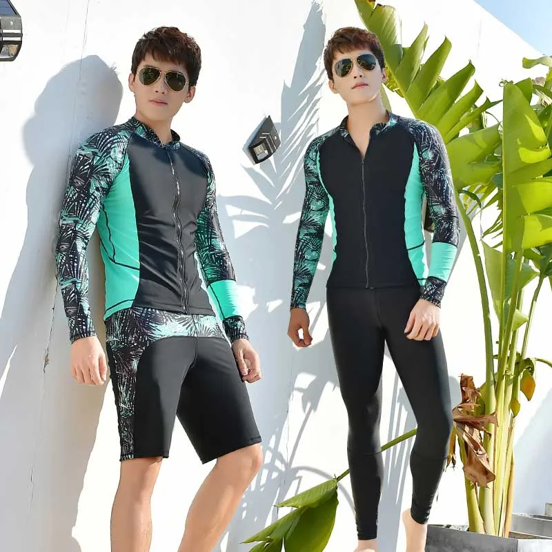 Mens 3 piece suit HIASNECE для пары спортивные Surf купальный костюм 3 шт./компл. одежда с длинным рукавом+ брюки+ шорты в стиле пэчворк новые пары купальный костюм Рашгард - Цвет: Mens 3 piece suit