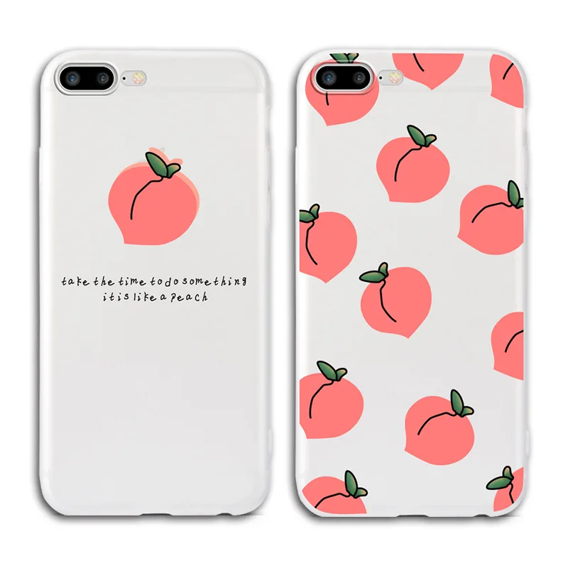 Персиковый Kawaii розовый чехол для iphone 8 7 6s 6 plus X XS MAX XR силиконовый мягкий матовый