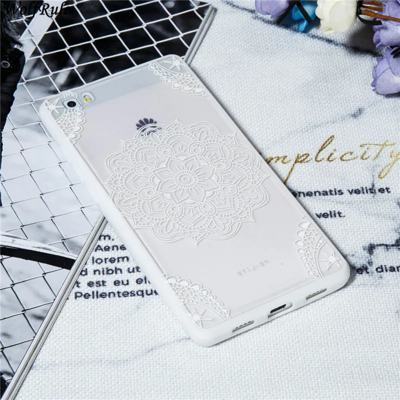 BaiMTL Тисненый кружевной чехол huawei P8 Lite, Твердый чехол из поликарбоната, прозрачный рельефный ретро-чехол с цветами для huawei P8 Lite, чехол huawei ALE-L21 5,0" - Цвет: BaiMTL